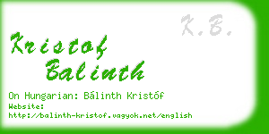kristof balinth business card